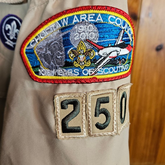 Men's Tan Boy Scouts Of America Uniform Shirt With Vented Back BSA‎ Size Small - Picture 6 of 8